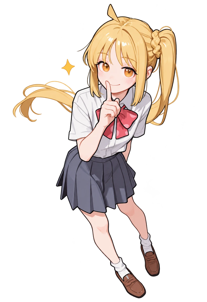 赤いリボンをつけた金髪の硝子庭キャラクター